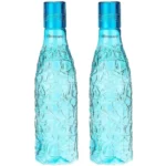 Floraware Food Grade Premium Plastic Fridge Mosaic Water Bottle, BPA Free | 100% Leak Proof | Office Bottle | Gym Bottle | Home | Kitchen | Travel Bottle Drinking Bottle, 1000ml Pack of 2, Blue