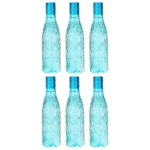 Floraware Food Grade Premium Plastic Fridge Round Water Bottle, Drinking Bottle, 1000ml Pack of 6, Blue