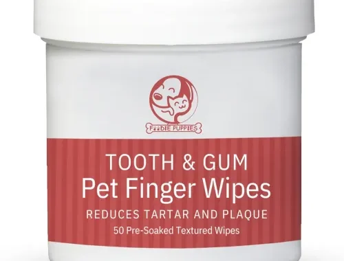 Foodie Puppies Tooth & Gum Pet Finger Wipes – (Pack of 1) Reduces Tartar & Plaque | 50 Pre-Soaked Textured Wipes | Dental/Oral Care Teeth Cleaning Wipes