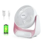 Gesto 7.4 Inch High Speed Rechargeable Table Fan for Home – USB Charging Battery Fan With Led Light | 2400mAh Battery, Upto 8 Hours Runtime | 3 Speed Modes Portable fan for Home, Office,Kitchen-Pink