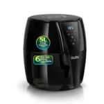 Glen Digital Air Fryer 5L, 1500W Large Airfryer with 6 Pre-Set Function, Non-Stick Basket, Auto Sleep & Shut Off, Timer & Temperature Control, Bake Fry Roast & Grill with Less Oil – Black (SA3041DIGI)