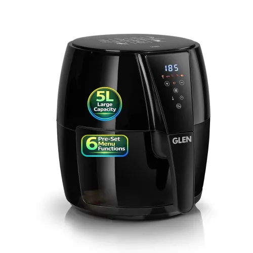 Glen Digital Air Fryer 5L, 1500W Large Airfryer with 6 Pre-Set Function, Non-Stick Basket, Auto Sleep & Shut Off, Timer & Temperature Control, Bake Fry Roast & Grill with Less Oil – Black (SA3041DIGI) Glen Digital Air Fryer 5L, 1500W Large Airfryer with 6 Pre-Set Function, Non-Stick Basket, Auto Sleep & Shut Off, Timer & Temperature Control, Bake Fry Roast & Grill with Less Oil – Black (SA3041DIGI)