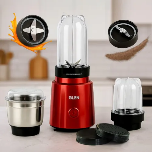 Glen Polycarbonate Multi Function Active Blender 350 Watt With 4 Jar Silver, 2 interchangeable blades, Lid & seasoning cap, 2 Years Warranty,(SA4048BGRED) Glen Polycarbonate Multi Function Active Blender 350 Watt With 4 Jar Silver, 2 interchangeable blades, Lid & seasoning cap, 2 Years Warranty,(SA4048BGRED)