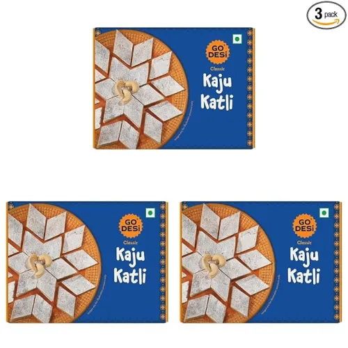 GO DESi Classic Kaju Katli – 200/180 grams | No Artificial Flavours | Rich, Nutty Taste | Sweets | Mithai (Pack of 3) GO DESi Classic Kaju Katli – 200/180 grams | No Artificial Flavours | Rich, Nutty Taste | Sweets | Mithai (Pack of 3)