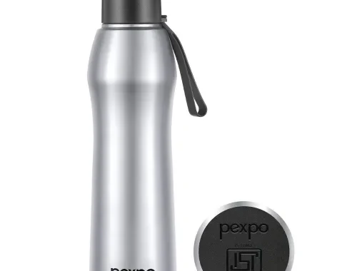 Go24 pexpo Stainless Steel Water Bottle Georgia Silver 880ml