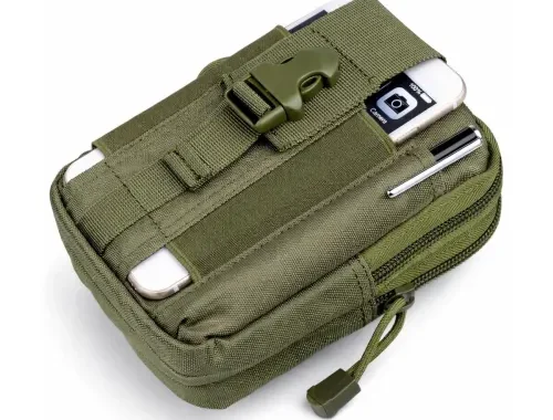GOCART WITH G LOGO Men’s Nylon Outdoor Tactical Waist Bag EDC Molle Belt Waist Pouch Security Purse Phone Carrying Case (Green)