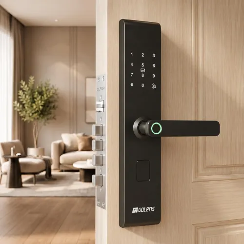 Golens X132 Smart Door Lock for Main Door with Fingerprint, Password, RFID Card, WiFi & Key Unlock, Digital Door Lock for Wooden & Steel Doors, Keyless Entry Handle with Alarm System Golens X132 Smart Door Lock for Main Door with Fingerprint, Password, RFID Card, WiFi & Key Unlock, Digital Door Lock for Wooden & Steel Doors, Keyless Entry Handle with Alarm System