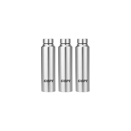 GOPI Slim Stainless Steel Water Bottle, Set of 3, 1 liter Each