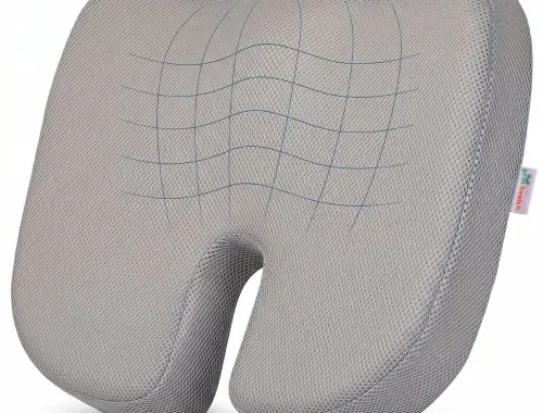Grin Health Coccyx Seat Cushion for Tailbone Pain | Memo-Active Memory Foam Chair Pad for Hip Comfort, Sciatica & Back Pain Relief | Ergonomic Cushion for Office Chair, Car Seat | Up to 80 Kg