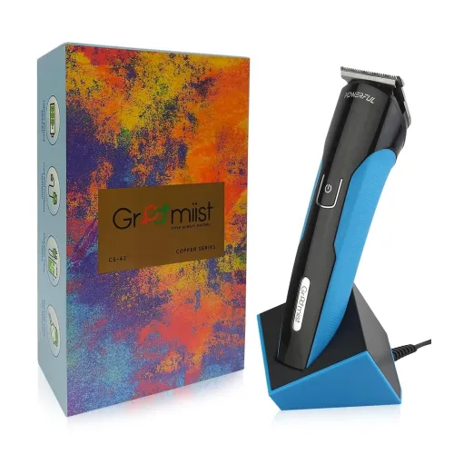 Groomiist IPX6 Waterproof Cordless Grooming Trimmer for Men 120 Min Run Time with Quick Charge | Suitable for Beard, Body Private Part Shaving, Head and Pubic Hair, Rubber Coating on Body | 1 Year Warranty (CS-42)