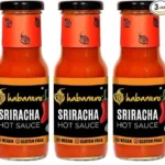 Habanero Sriracha Hot Sauce | Made with Fermented Jalapenos & Garlic | Sweet, Spicy & Tangy Chilli Sauce | Vegan & Gluten Free | 185g (Pack of 3)