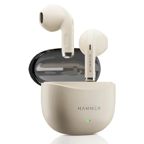 HAMMER Ultra Pods True Wireless Earbuds with in-Built Mic, 100H Standby Time, 1H Charging USB Type-C, 13mm Dynamic Drivers, 50H Playtime, BT v6.0 Connectivity, IPX5 Water Resistant (Beige) HAMMER Ultra Pods True Wireless Earbuds with in-Built Mic, 100H Standby Time, 1H Charging USB Type-C, 13mm Dynamic Drivers, 50H Playtime, BT v6.0 Connectivity, IPX5 Water Resistant (Beige)