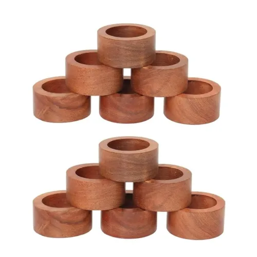 Handmade Wood Napkin Ring Set with Napkin Rings (NHNR- 06-12 M) Handmade Wood Napkin Ring Set with Napkin Rings (NHNR- 06-12 M)