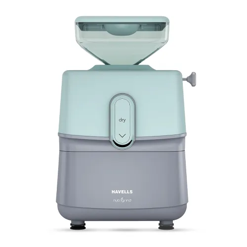 Havells Nutri Grind Atta Mill| 400W High Torque Induction Motor | 1400 RPM Slow Speed Grinding | Quality Coarse Stones | 2 Yr Manufacturer Warranty| Grey & Pista Green