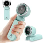 HOMEBASIC Mini Portable Hand Fan| Handheld Desk Fan with 5 Adjustable Speed, Hanging Neck Strap, Digital Display, USB-C Rechargeable, 13000 RPM| Foldable Pocket Fan for Travel, Home & Office