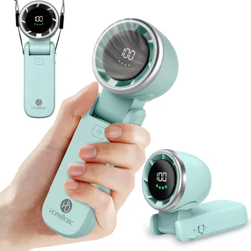 HOMEBASIC Mini Portable Hand Fan| Handheld Desk Fan with 5 Adjustable Speed, Hanging Neck Strap, Digital Display, USB-C Rechargeable, 13000 RPM| Foldable Pocket Fan for Travel, Home & Office HOMEBASIC Mini Portable Hand Fan| Handheld Desk Fan with 5 Adjustable Speed, Hanging Neck Strap, Digital Display, USB-C Rechargeable, 13000 RPM| Foldable Pocket Fan for Travel, Home & Office