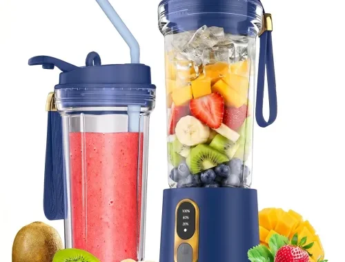 HOMEBASIC Portable Blender for Smoothies & Juices, 500ml BPA-Free Jar | 300W Motor 18,000 RPM | 4000mAh USB-C Rechargeable Battery | 4 SS Blades | Portable Mixer for Gym Office Travel (R100)