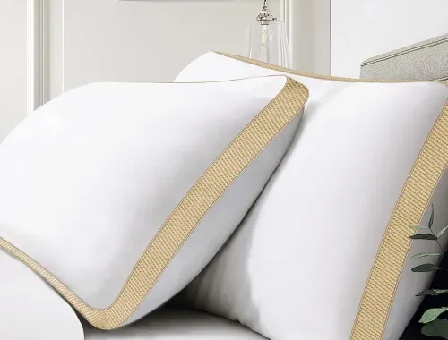 Homerz Set of 2 Gusset Pillow, 3D Virgin Fiber Filled, Adequate Firmness and Support, 17 X 27 Inch Size, Conjugated Microfiber, White (Goldstar- Pack of 2)