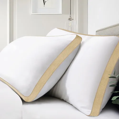 Homerz Set of 2 Gusset Pillow, 3D Virgin Fiber Filled, Adequate Firmness and Support, 17 X 27 Inch Size, Conjugated Microfiber, White (Goldstar- Pack of 2) Homerz Set of 2 Gusset Pillow, 3D Virgin Fiber Filled, Adequate Firmness and Support, 17 X 27 Inch Size, Conjugated Microfiber, White (Goldstar- Pack of 2)