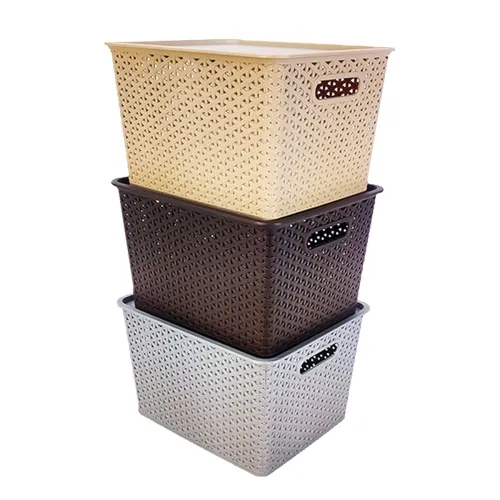 HomeStrap Rectangular Set Of 3 Large Plastic Storage Organizers/Baskets With Lid For Kitchen, Clothes, Multipurpose Vegetables, Toys, Books, Office, Stationery, Wardrobe(Biscuit, Grey, Brown) HomeStrap Rectangular Set Of 3 Large Plastic Storage Organizers/Baskets With Lid For Kitchen, Clothes, Multipurpose Vegetables, Toys, Books, Office, Stationery, Wardrobe(Biscuit, Grey, Brown)