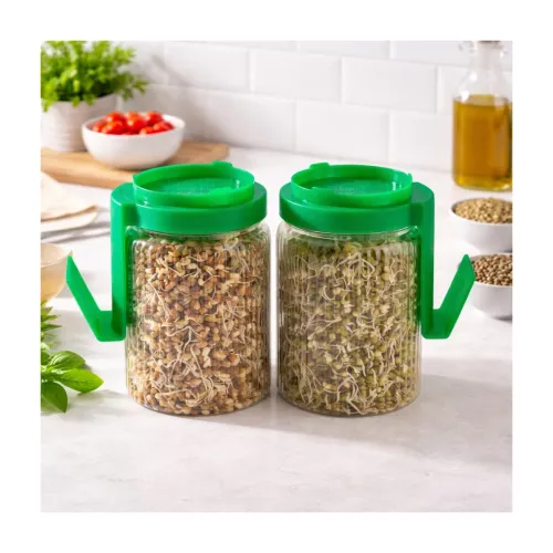 HomeWiz Sprout Maker Jar | Set of 2, 720 ml Each Sprout Jar | Plastic Container with Mesh Lid & Green Cap for Sprouting Moong, Chana, Beans & Pulses | BPA-Free, Hygienic & Reusable | 1440 ml Total HomeWiz Sprout Maker Jar | Set of 2, 720 ml Each Sprout Jar | Plastic Container with Mesh Lid & Green Cap for Sprouting Moong, Chana, Beans & Pulses | BPA-Free, Hygienic & Reusable | 1440 ml Total