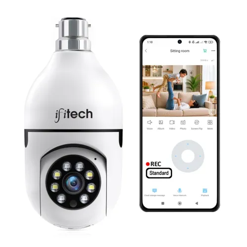 IFITech FTY HD Smart Wi-Fi CCTV Security Camera | Indoor 360° Pan & Tilt Home Surveillance Camera | Bulb Camera | Supports up to 256GB microSD Card (Not Included) | Ideal for Home & Office | Standard IFITech FTY HD Smart Wi-Fi CCTV Security Camera | Indoor 360° Pan & Tilt Home Surveillance Camera | Bulb Camera | Supports up to 256GB microSD Card (Not Included) | Ideal for Home & Office | Standard