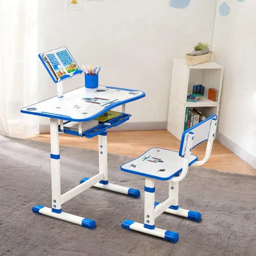 Amazon Brand – Jam & Honey Kids Functional Desk and Chair Set, Height Adjustable Children School Study Table with Book Holder Slot | Age 3+ Years (Blue) | Iron & Wood Amazon Brand – Jam & Honey Kids Functional Desk and Chair Set, Height Adjustable Children School Study Table with Book Holder Slot | Age 3+ Years (Blue) | Iron & Wood