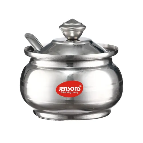 JENSONS Stainless Steel Ghee Pot With Lid And Spoon | 250 ml | Oil And Ghee Container | Small Storage Jar | Rust Resistant | Silver