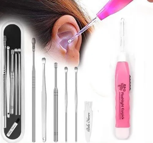 JustLatest Ear Wax Cleaner 6Pcs + LED Ear Cleaner, Ear Cleaning Tool, Ear Wax Remover Tool Kit, Ear Buds, Ear Cleaner Tool, Ear Wax Removal JustLatest Ear Wax Cleaner 6Pcs + LED Ear Cleaner, Ear Cleaning Tool, Ear Wax Remover Tool Kit, Ear Buds, Ear Cleaner Tool, Ear Wax Removal