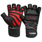 Kobo WTG-13 Professional Leather Gym Gloves for Fitness/Functional Training Hand Protector (Small)