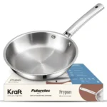 Kraft- follow your imagination Futuretec Triply Stainless Steel Cookware Frypan – 1.2 Litre, 20 Cm / 2.5 Mm Thick/Fry Pan For Roti, Omelette, Chilla/Induction And Gas Base / 5 Year Warranty