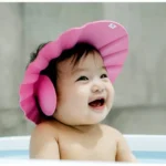 Kuber Industries Silicone Baby bath Shower Cap with Adjustable Snapbutton | Bath Visor hat Eye and Ear Wash Protection for Baby, Toddler & Kids | Pink