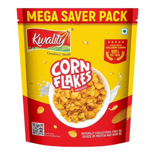 Kwality Corn Flakes 800g | Made with Golden Corns | 99% Fat Free, Natural Source of Vitamin & Iron | High in Protein & Fiber | Healthy Breakfast Cereal Kwality Corn Flakes 800g | Made with Golden Corns | 99% Fat Free, Natural Source of Vitamin & Iron | High in Protein & Fiber | Healthy Breakfast Cereal