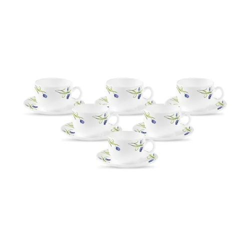 La Opala Diva, Pearl Collection Opal Glass Crockery | Cup & Saucer, Set of 12 | Turquoise Trims, 160 ml | for Tea & Coffee | Microwave Safe | 100% Vegetarian | Extra Strong | Super Light | Super White La Opala Diva, Pearl Collection Opal Glass Crockery | Cup & Saucer, Set of 12 | Turquoise Trims, 160 ml | for Tea & Coffee | Microwave Safe | 100% Vegetarian | Extra Strong | Super Light | Super White