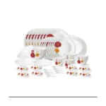Larah by Borosil Zinnia Fluted Series Opalware Dinner Set | 63 Pieces for Family of 8 | Microwave & Dishwasher Safe | Bone-Ash Free | Crockery Set for Dining & Gifting | Plates & Bowls | White