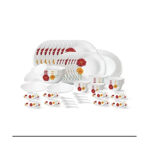 Larah by Borosil Zinnia Fluted Series Opalware Dinner Set | 63 Pieces for Family of 8 | Microwave & Dishwasher Safe | Bone-Ash Free | Crockery Set for Dining & Gifting | Plates & Bowls | White Larah by Borosil Zinnia Fluted Series Opalware Dinner Set | 63 Pieces for Family of 8 | Microwave & Dishwasher Safe | Bone-Ash Free | Crockery Set for Dining & Gifting | Plates & Bowls | White
