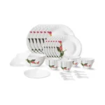 Larah by Borosil Stargazer Fluted Series Opalware Dinner Set | 40 Pieces for Family of 6 | Microwave & Dishwasher Safe | Bone-Ash Free | Crockery Set for Dining & Gifting | Plates & Bowls | White
