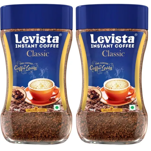 Levista Classic Pure Instant Coffee 100/90 GM JAR (Pack of 2) Levista Classic Pure Instant Coffee 100/90 GM JAR (Pack of 2)
