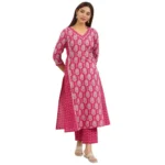 Libas Printed Pure Cotton Straight Kurta with Trouser Suit