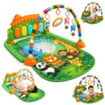 Lifelong Jungle Piano Playgym | Musical Mat with Lights, Hanging Toys| Soft Tummy Time, Crawling Play Mat, Motor Skills Development| Kick & Play Piano Fitness Rack (0–24 Months, 6 Month Warranty)