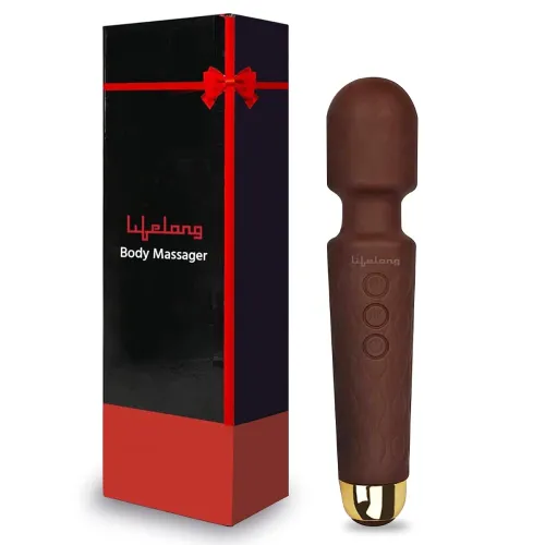 Lifelong LLM414 Rechargeable Wireless Body Massager Machine with 20 Vibration Modes, 8 Speeds and Water Resistant| Massager for Body Pain, Battery Powered, Brown