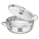 Lifelong Stainless Steel Kadhai with Lid | 22 Cm, 2.2L | Induction Bottom, Riveted Handle, Durable Build, Even Heating, Scratch-Free, Dishwasher Safe | Ideal for Curries, Gravies & Deep Frying