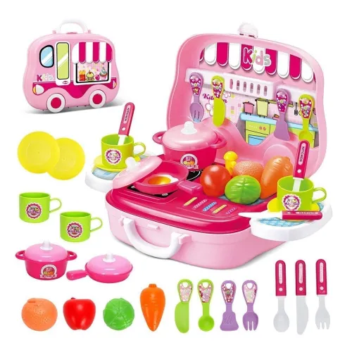 LONGMIRE Kids Kitchen Play Set in Carry Case | Pretend Cooking Toy with Pots | Fruits | Utensils & Stove | Portable Suitcase KitchenToy for Girls & Boys 3+ Years LONGMIRE Kids Kitchen Play Set in Carry Case | Pretend Cooking Toy with Pots | Fruits | Utensils & Stove | Portable Suitcase KitchenToy for Girls & Boys 3+ Years