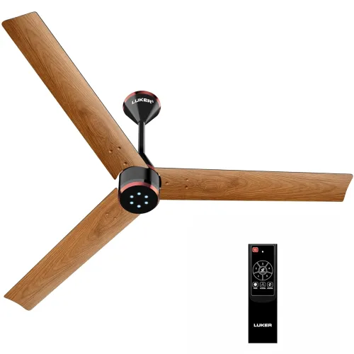LUKER JVLuker USA Crown Wood 1200mm BLDC Ceiling Fans with Remote, BEE 5 star Rated Energy Saving Ceiling Fan for Living Room, High Air Delivery with LED Indicators, Teakwood-Black-Copper LUKER JVLuker USA Crown Wood 1200mm BLDC Ceiling Fans with Remote, BEE 5 star Rated Energy Saving Ceiling Fan for Living Room, High Air Delivery with LED Indicators, Teakwood-Black-Copper