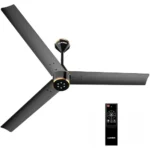 LUKER JVLuker USA Crown 1200mm BLDC Ceiling Fans with Remote, BEE 5 star Rated Energy Saving Ceiling Fan for Living Room, High Air Delivery with LED Indicators, Black-Black-Gold