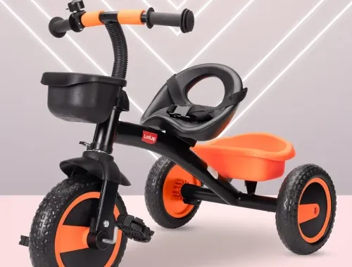 LuvLap Joy Baby Cycle/Tricycle for Kids, 1.5 to 5 Yrs, Upto 25Kg, Adjustable Safety Belt, Front & Rear Baskets, 2 Position Adjustment, Orange