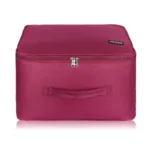 M MEDLER Adex Nylon Wardrobe Organizer Bag | Moisture-Proof Clothes Storage Box & Saree Cover with Zipper & Handle | Square (Red, 38x38x24 cm)