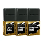 Mancode Activated Charcoal Soap – 125gram | Treats Oily Skin | Refreshing | Black Color Bar Soap | Natural Essential Oil Extract – 100% | Suitable for All Skin Types Pack of 3