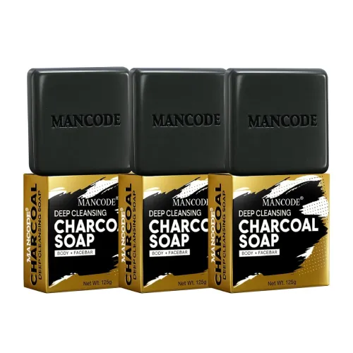 Mancode Activated Charcoal Soap – 125gram | Treats Oily Skin | Refreshing | Black Color Bar Soap | Natural Essential Oil Extract – 100% | Suitable for All Skin Types Pack of 3