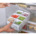 MARKWELL Fridge Storage Boxes Freezer Storage Containers, Container for Kitchen Storage Set, Storage in Kitchen, Vegetable Storage, Draining Crisper Refrigerator Food Box (Pack of 1)